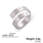 Lemegeton Futhark Rune Rings for Men Stainless Steel Nordic Viking Protection Jewelry Woman Open Ring Amulet Accessories Gift