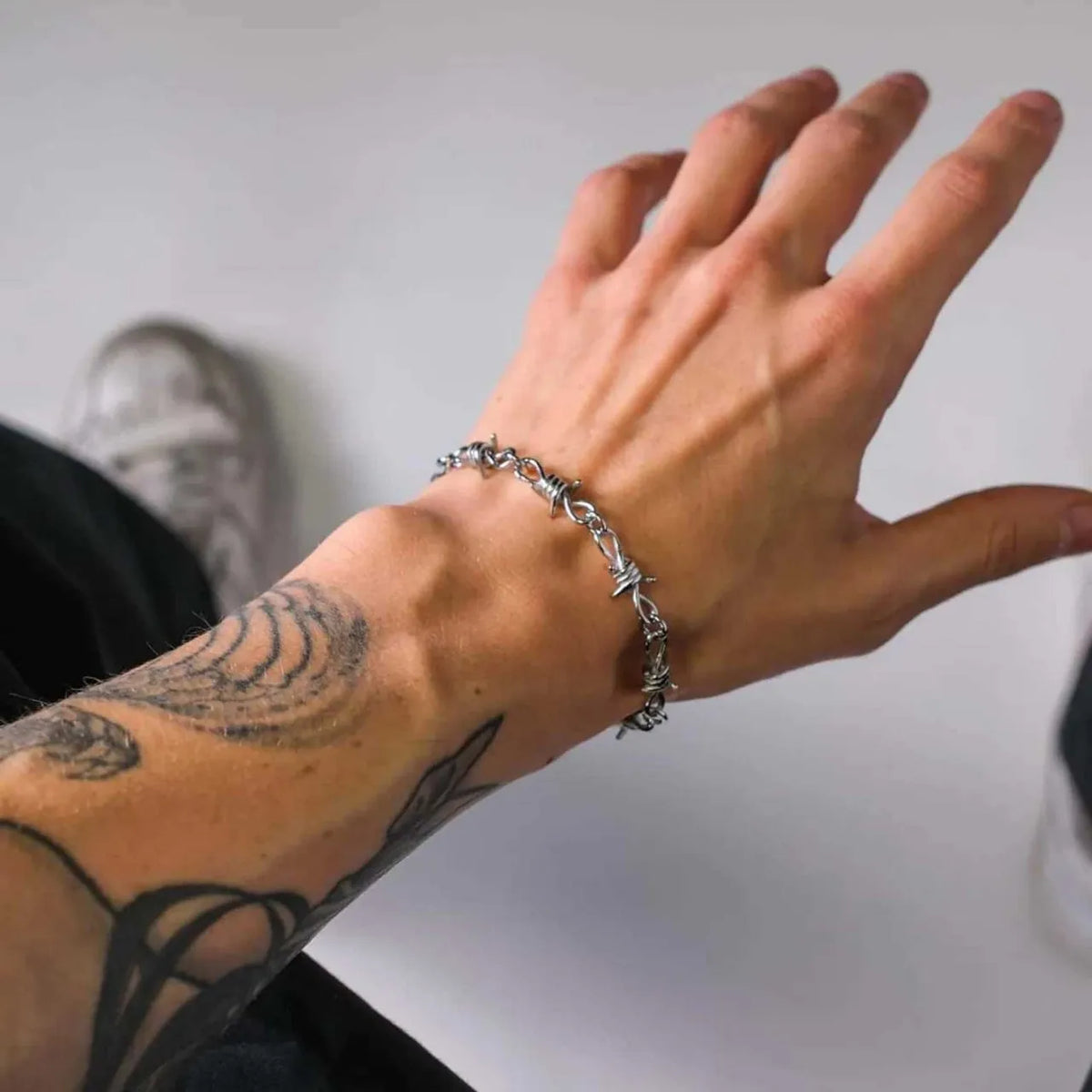 Gothic Barbed Wire Adjustable Cuban Link Bracelet