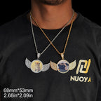 Angel Wing Photo Pendant Necklace Iced Out CZ