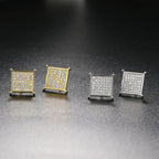 Iced Out Zircon Stud Earrings — Two-Tone