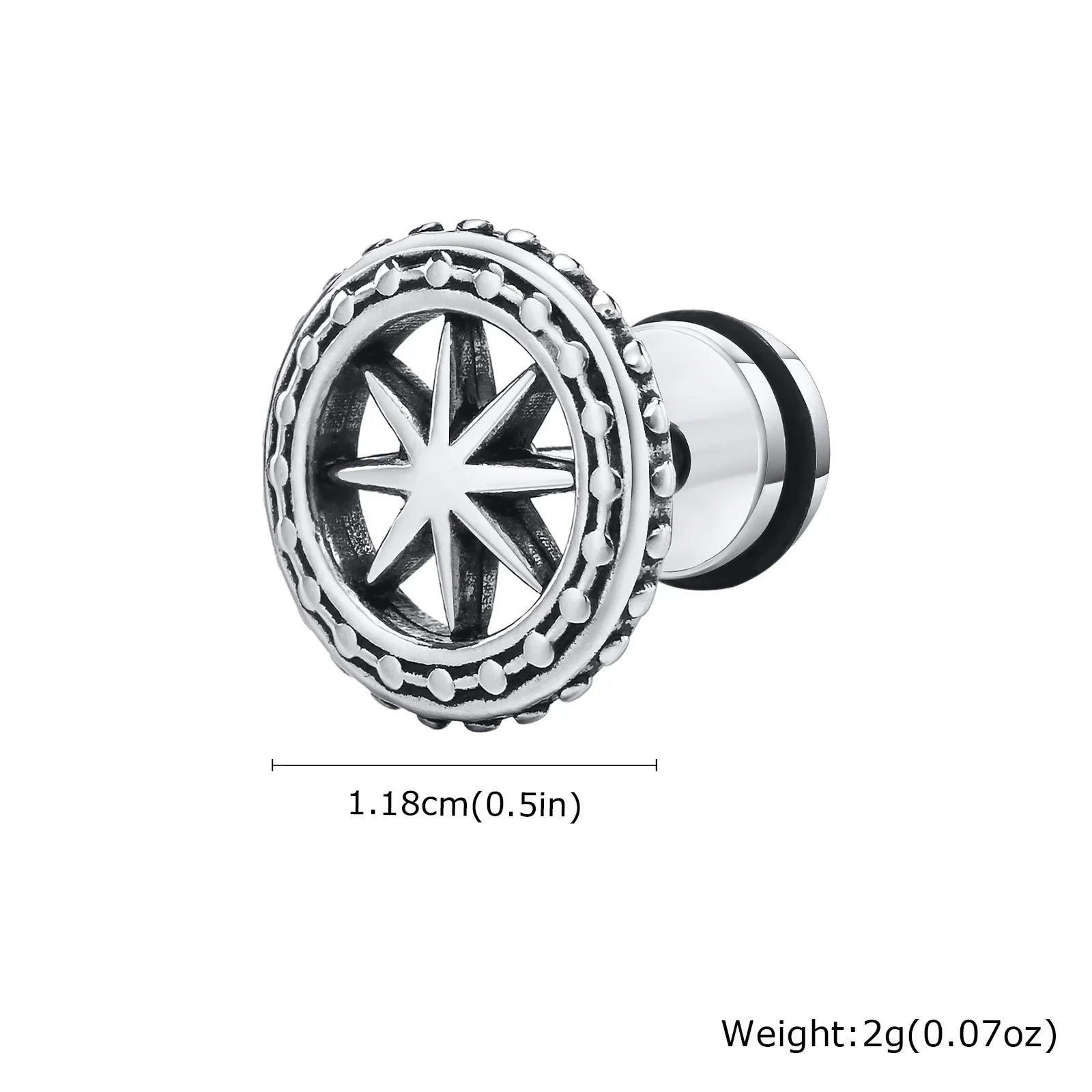 Gothic Norse Viking Rune Stud Earrings — Stainless Steel