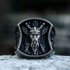 New Creative Stainless Steel Viking Warrior Double Axe Ring for Men Fashion Punk Hip Hop Party Jewelry