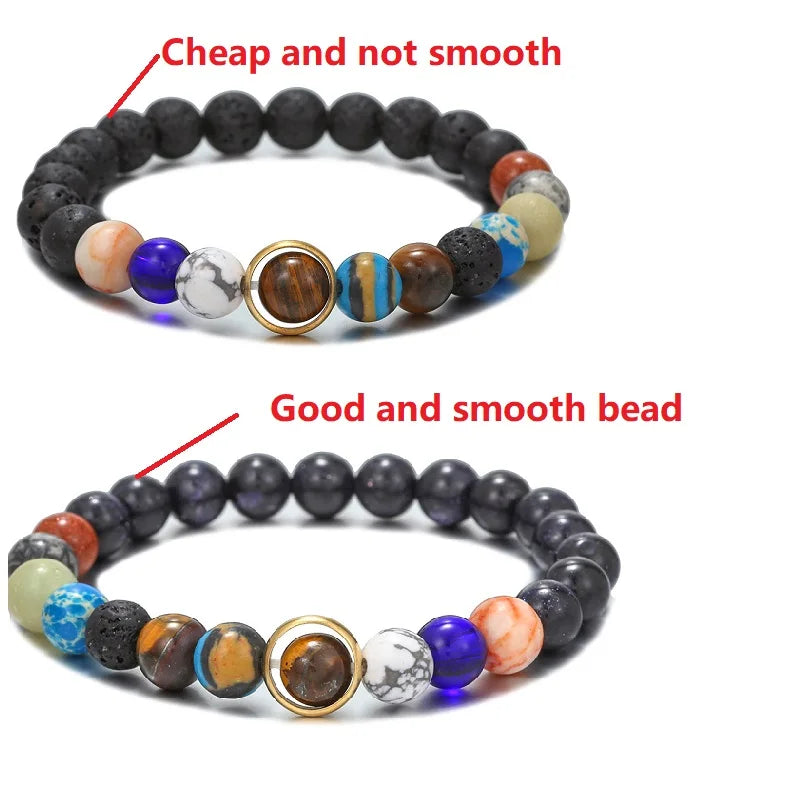 Creative Universe Solar System Bead Bracelet For Men Women Yoga Round Stone Crystal Couple Wristband Friendship Gift Jewelry
