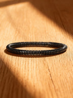 Hematite Stone Bracelet Handmade Woven with Gold color Spacers Cylinder Beads Leather for Energy Protection Reiki Charm Jewelry