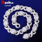 Bubble Letter Iced Out Choker Shape 8 Eye Cuban Chain for Men Prong Setting Necklace Hip Hop Jewelry
