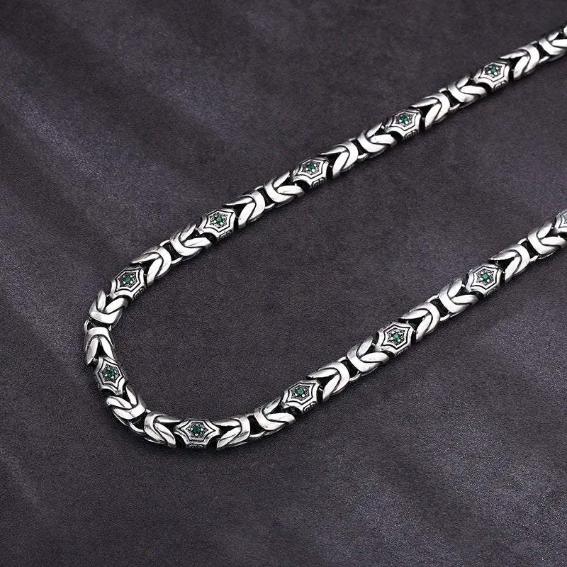 Vintage Byzantine Chain Choker Necklace & Bracelet — Silver-Tone