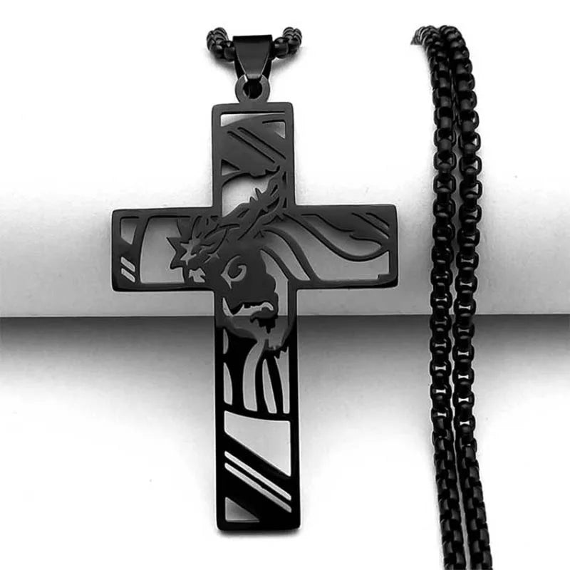 Christ Jesus Cutout Pendant Necklace — Stainless Steel Box Chain