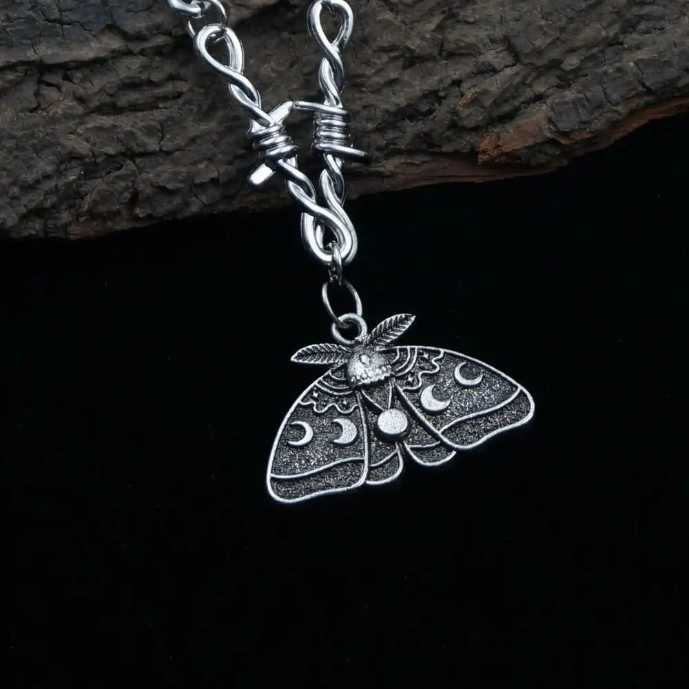Gothic Death Moth Pendant Necklace