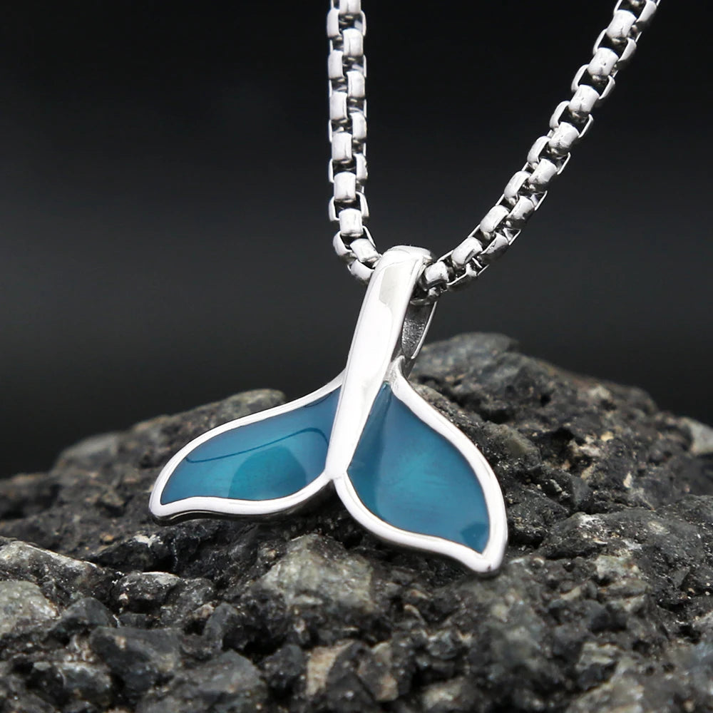 Blue Whale Tail Pendant — Stainless Steel