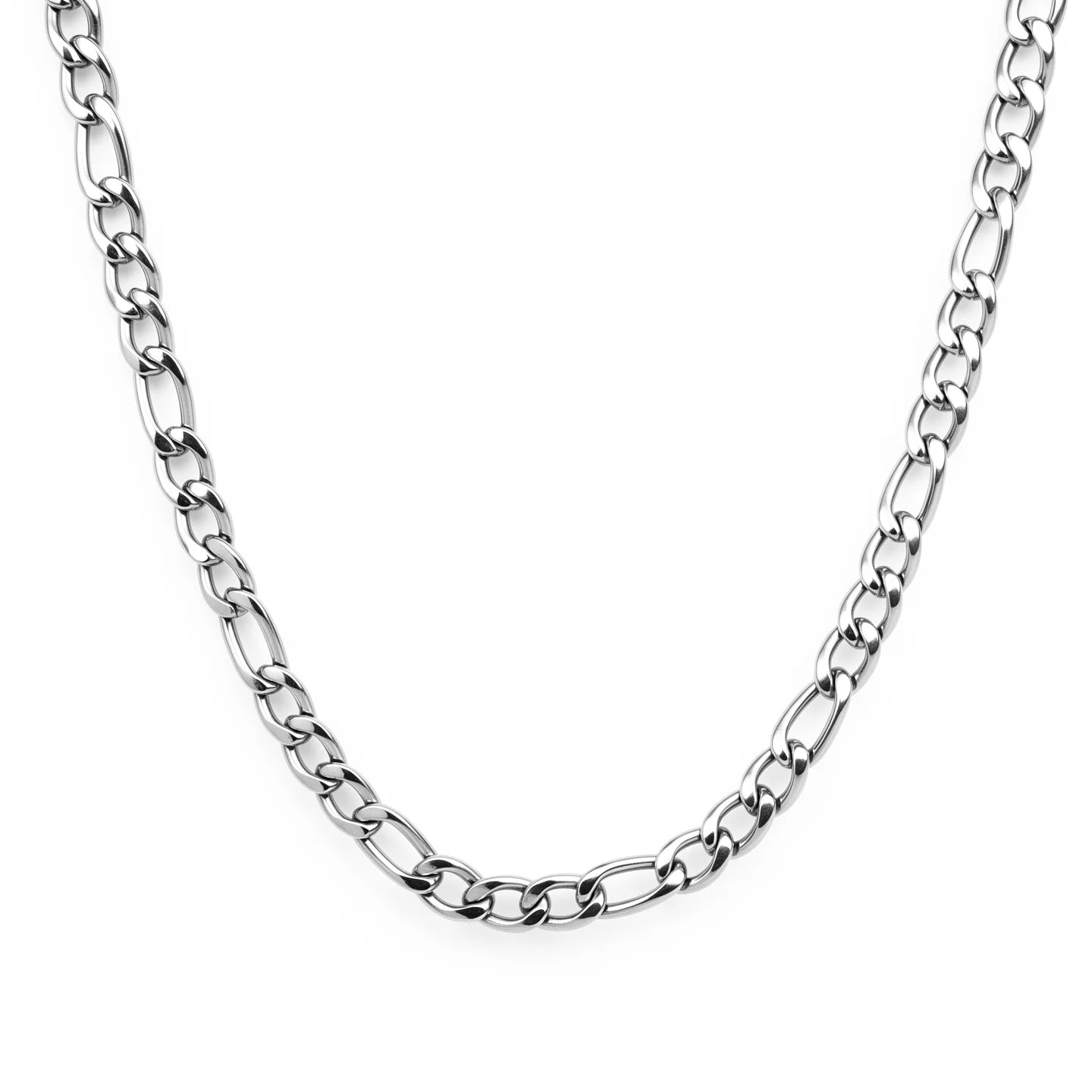 Necklace for man Stainless Steel Figaro Chain 58cm, Non-Tarnish NK 3:1 Link Necklace, Waterproof Minimalist Hip Hop Jewelry