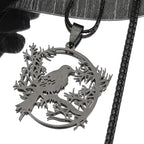 Tree Of Life Steel Pendant Gothic Crow Bird Raven