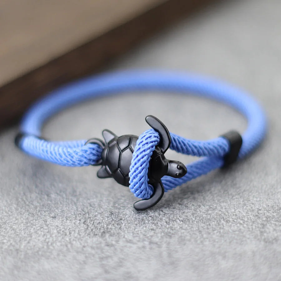 Unique Marine Turtle Rope Bracelet Men Adjustable Easy Hook Multi-Color Option Milan Cord Wristband Beach Homme Jewelry