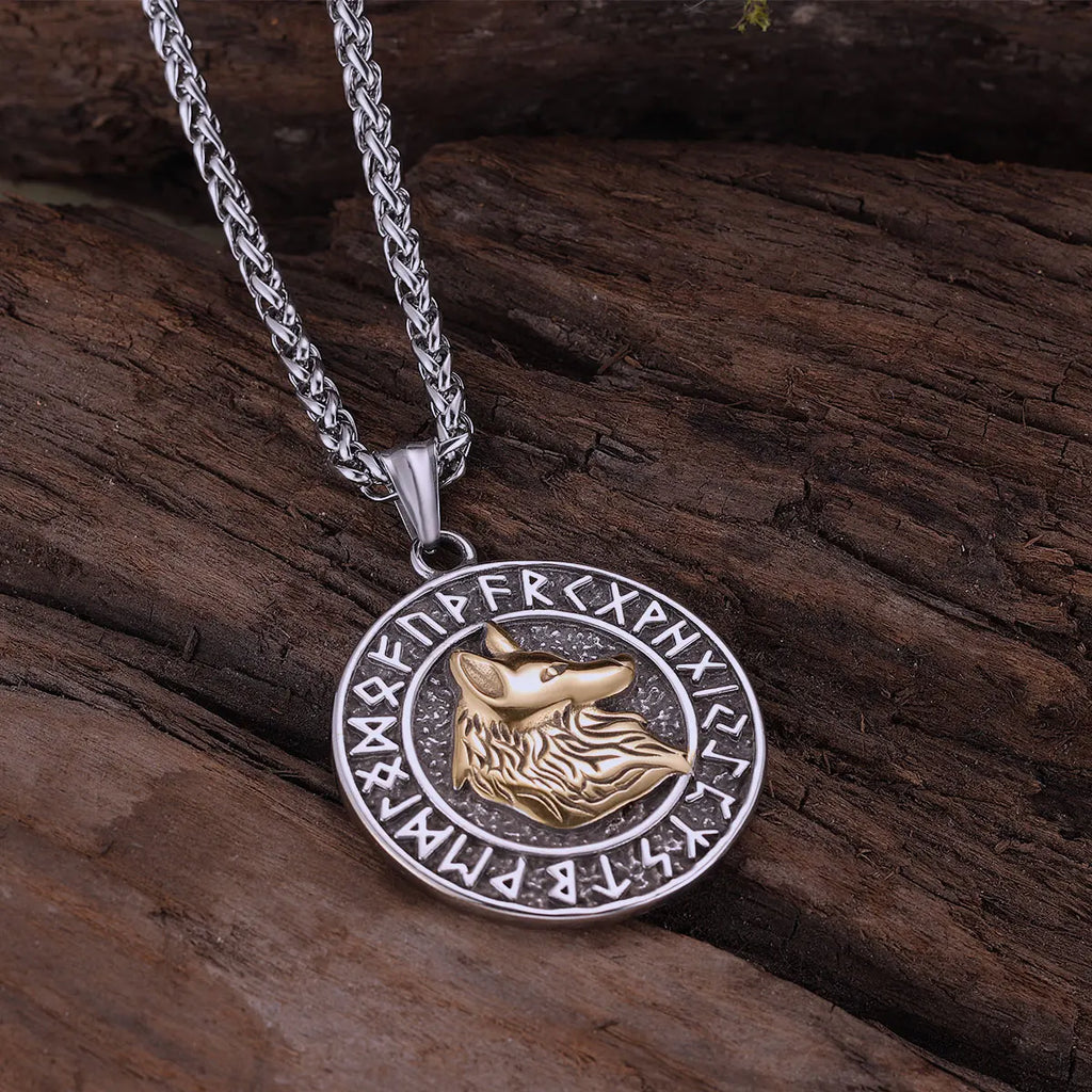 Fenrir Wolf Pendant Necklace — Gold