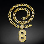 Lucky Number 8 Iced Out Cuban Pendant Necklace 13mm