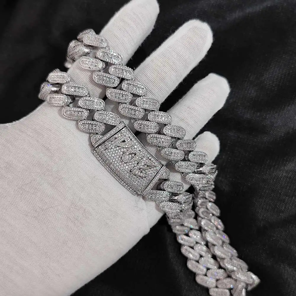 Iced Out Cuban Chain Necklace Stainless Steel 18MM