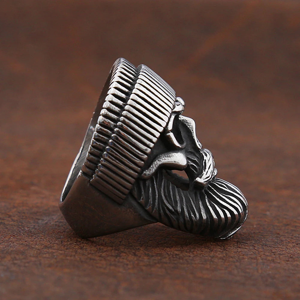 Skull Beard Hat Ring — Stainless Steel