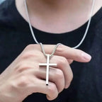 2026 Hip Hop Trend Cross Pendant Necklace for Men Punk Silver Color Titanium Steel Chain Versatile Street Jewelry Accessories