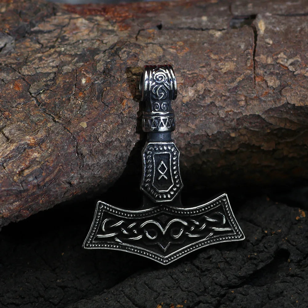 Norse Viking Mjolnir Thor Hammer Necklace — Stainless Steel