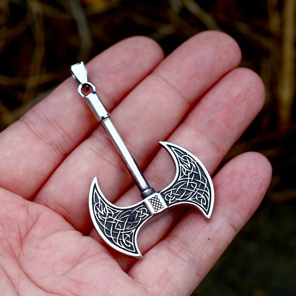 Viking Axe Celtic Knot Pendant — Stainless