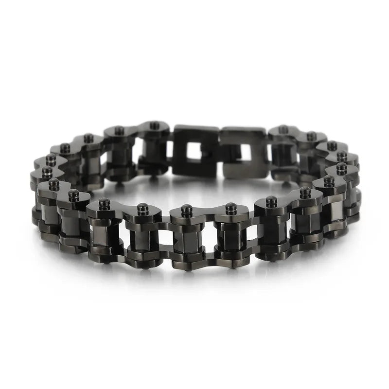 Retro Heavy Brush Stainless Steel Motorcycle Chain Bracelet 11/13MM Wide Mens Women Bike Biker Bracelets Hip-Hop Jewelry 19-23cm