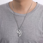 Africa Map Animals Pendant — Stainless Steel