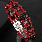 Men's Bike Skull Chain Bracelet Masculine Red Stainless Steel Skeleton Heads Link Bracelets Party Accessories for