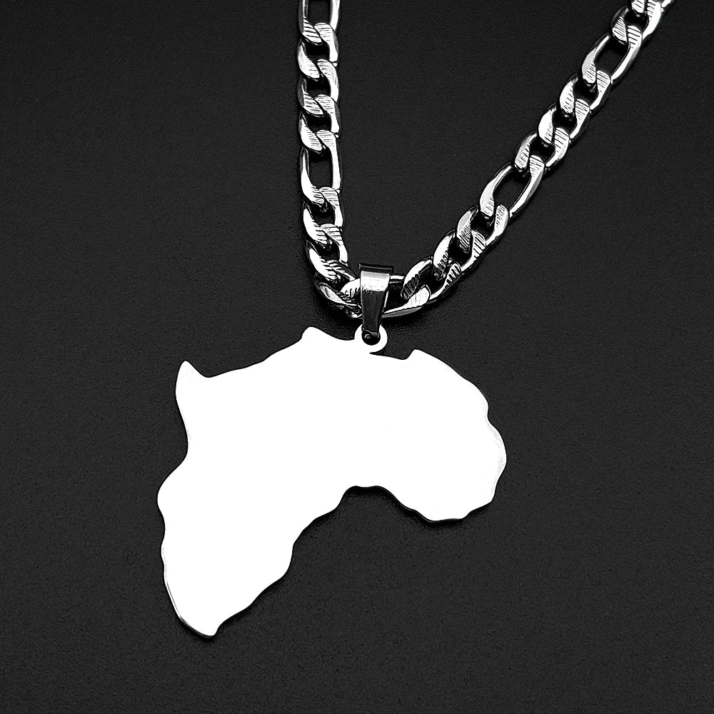Africa Map Pendant Necklace — Gold-Tone