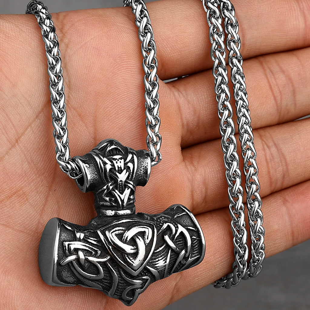 Original Viking Stainless Steel Thor Hammer Multiple Styles Domineering Unisex Necklace Pendant Boyfriend Gift