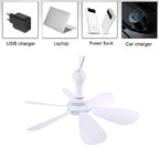 Silent 6 Leaves USB Powered Ceiling Canopy Fan with Remote Control Timing 4 Speed Hanging Fan for Camping Bed Dormitory