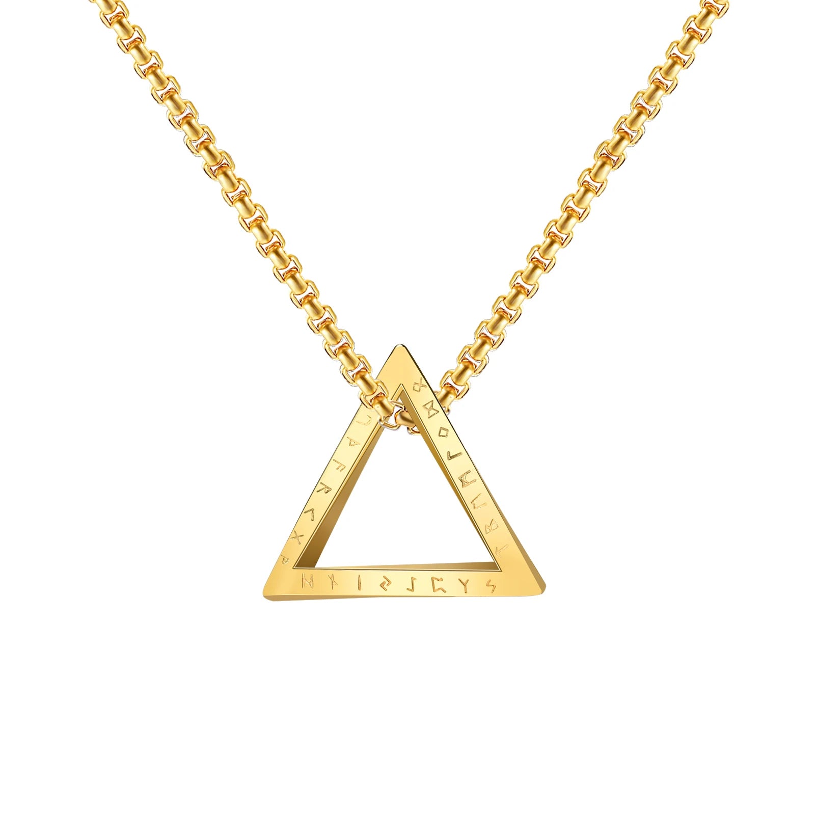 Vnox Norse Viking Pendant Necklaces, Men Twisted Stainless Steel Mobius Triangle Charm, Vegvisir Nordic Valknut