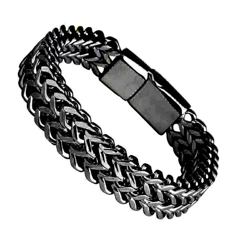 Chic and Masculine Double-layer Titanium Steel Bracelet for Streetwear Fashion Wholesale