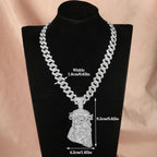 Men Women Hip-hop Punk Jesus Pendant Necklace Stylish Iced Out Full Inlaid Diamonds Cuban Chain+ Large Pendant Jewelry