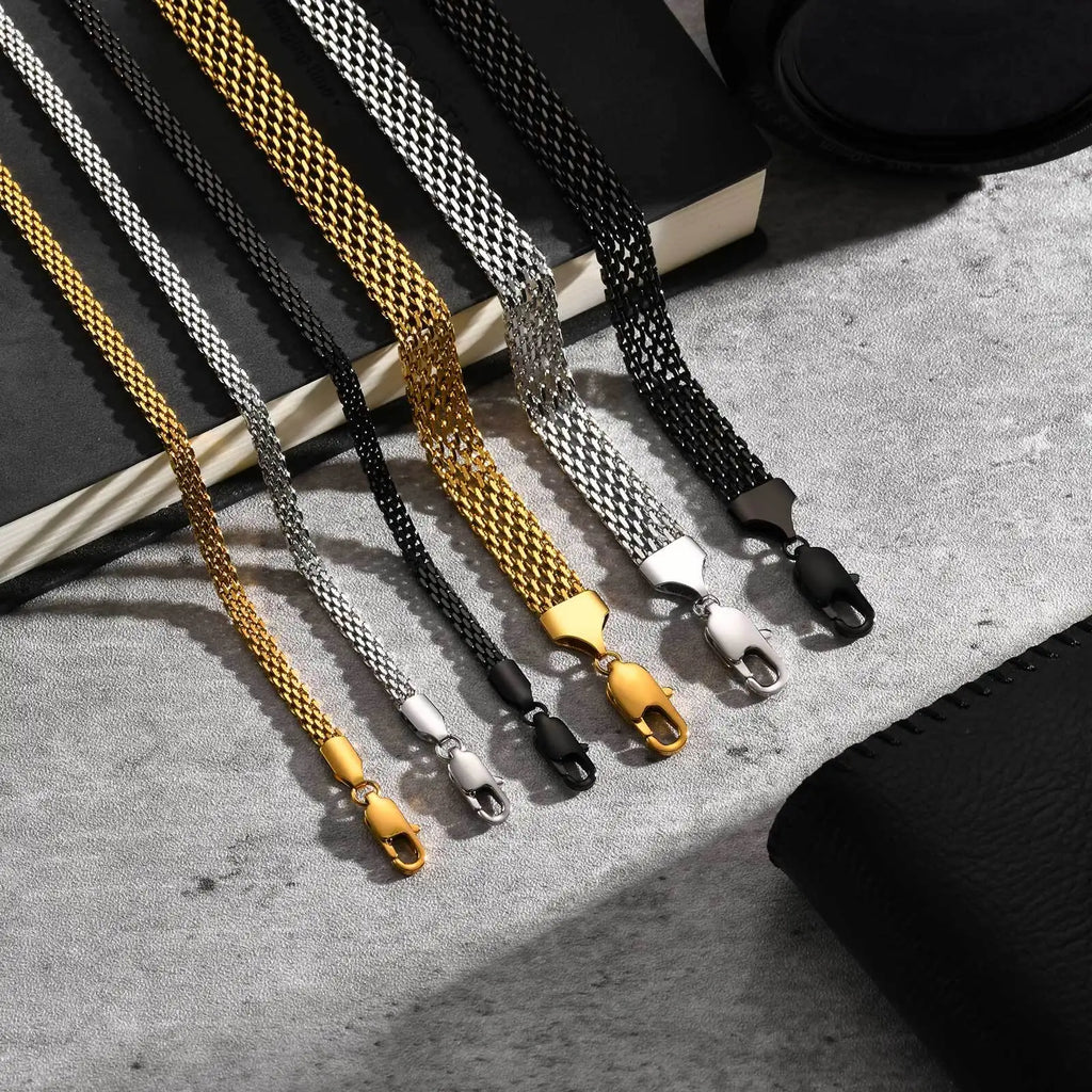 Minimal Mesh Chain Bracelet 8mm — Stainless Steel