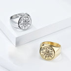 Jewish Tetragrammaton Hebrew Pentagram Rings Stainless Steel Pentacle Ring for Men Witchcraft Power Protection Amulet