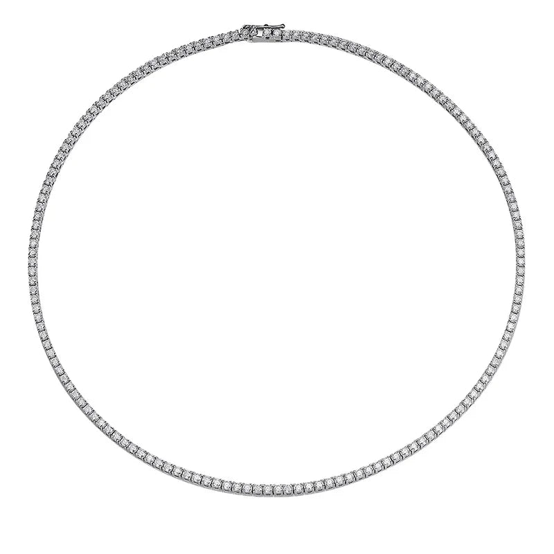 Luxury Solid Platinum PT950 Women's 2mm Mosane Diamond Necklace Single Row Diamond Clavicle Chain