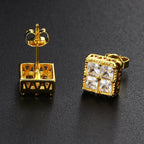 Gold Iced Out Stud Earring Statement Crystal