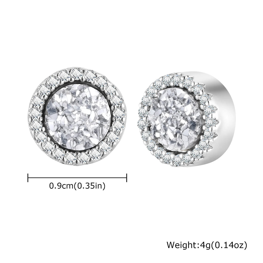 Iced Out Rhinestone Magnetic Ear Clip — Stainless Steel
