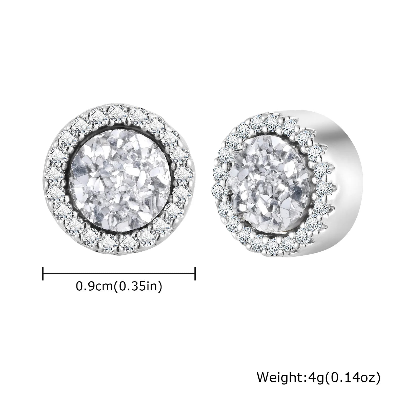 Iced Out Rhinestone Magnetic Ear Clip — Stainless Steel