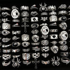 12/24/48/100Pieces Vintage Punk Rings Set For Women Men Mix Style Hip Hop Heart Snake Skull Eye Finger Ring Jewelry