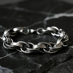 Thick Black Locomotive Oval Link Bracelet 11mm — Stainless Steel