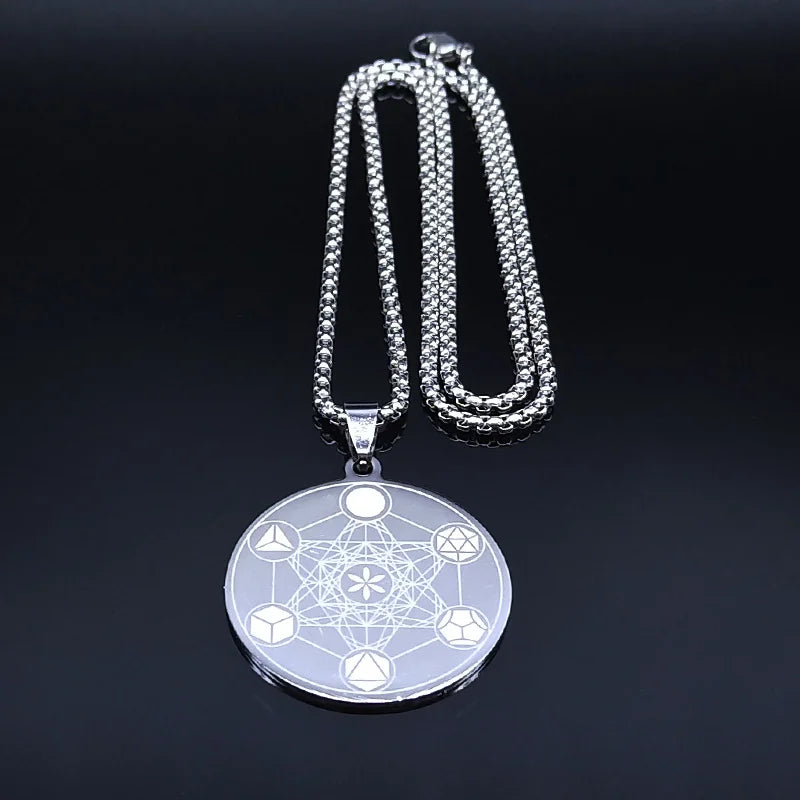Archangel Metatron Cube Pendant — Stainless Steel