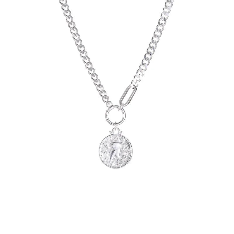 925 Sterling Silver Double-sided Vintage Round Brand Necklaces For Women 2024 Luxury Quality Jewelry Gift Female