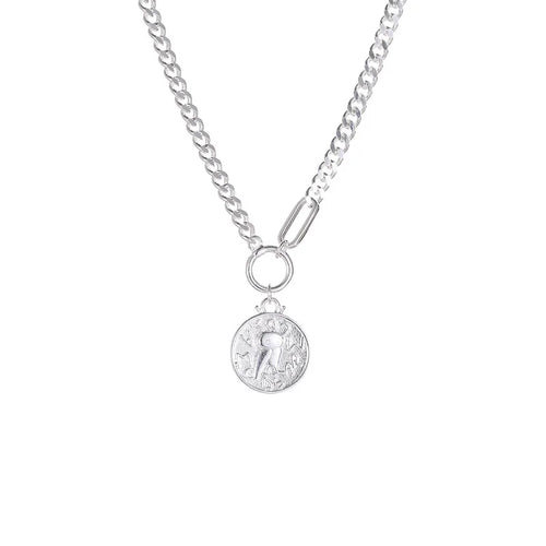 925 Sterling Silver Double-sided Vintage Round Brand Necklaces For Women 2024 Luxury Quality Jewelry Gift Female