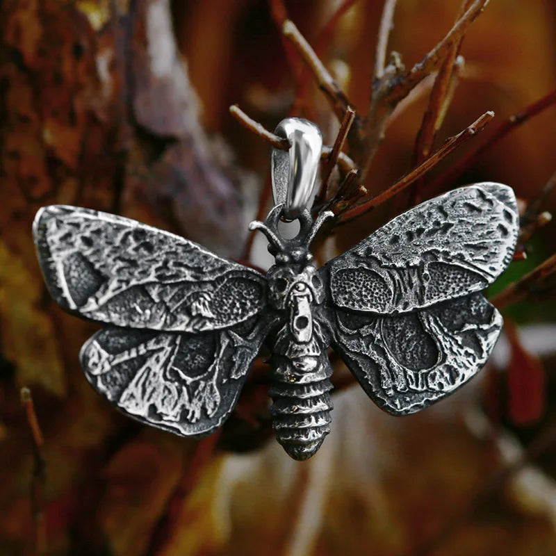 Beier Death Head Skull Butterfly Moth Pendant necklace For Man Stainless Steel Punk good detail Animal Jewelry BP8-599