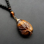 Natural Tiger's Eye Stone Tree of Life Necklace for Women And Men Jewelry Gift