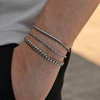 Cuban Chain Bracelet Set 3pcs — Stainless