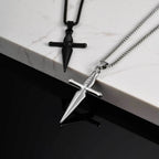 Men's Sword Cross Necklace,Short Sword Stainless Steel Pendant Necklace,Rock Punk Jewelry Gift
