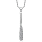 Iced Out Baseball Bat Pendant Necklace — Two-Tone Steel