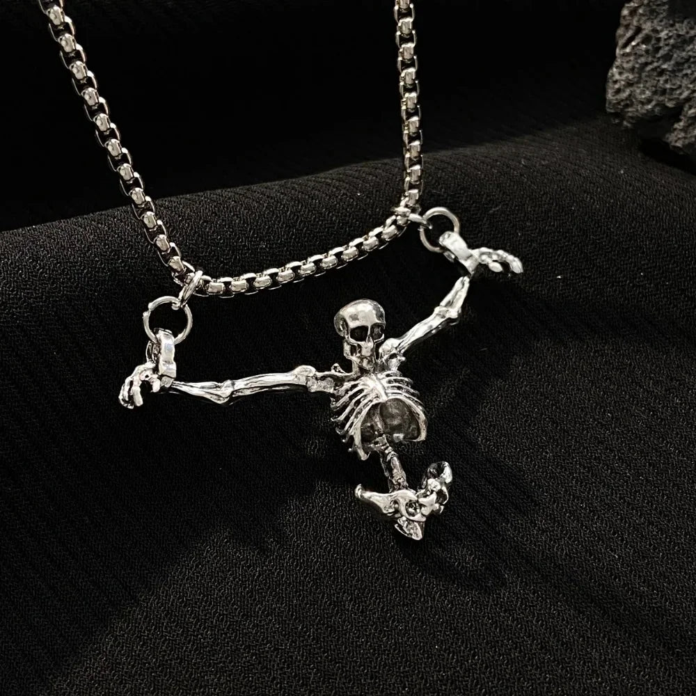 Punk Hip Hop Punished Man Skull Pendant Necklace Men Women Vintage Jewelry