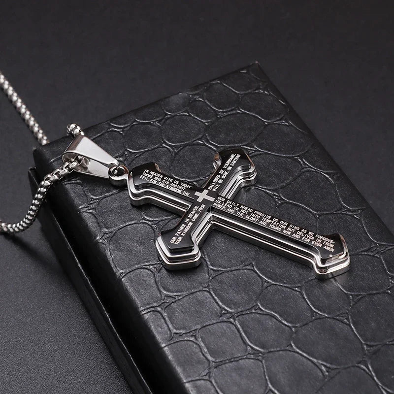New Gold Color Crucifix Image Men\\'s Pendant Christ Miami Cuban Religious Necklace for Daily Wear Fashion Jewelry Accessories